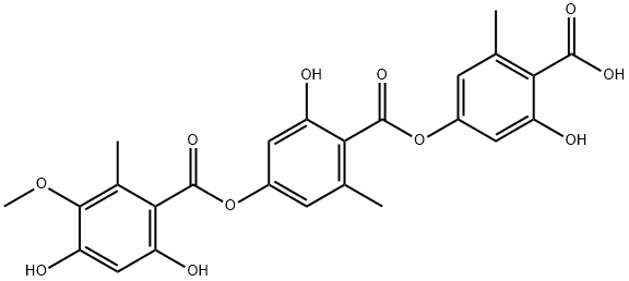 Benzoic acid, 4-[(4,6-dihydroxy-3-methoxy-2-methylbenzoyl)oxy]-2-hydroxy-6-methyl-, 4-carboxy-3-hydroxy-5-methylphenyl ester 구조식 이미지