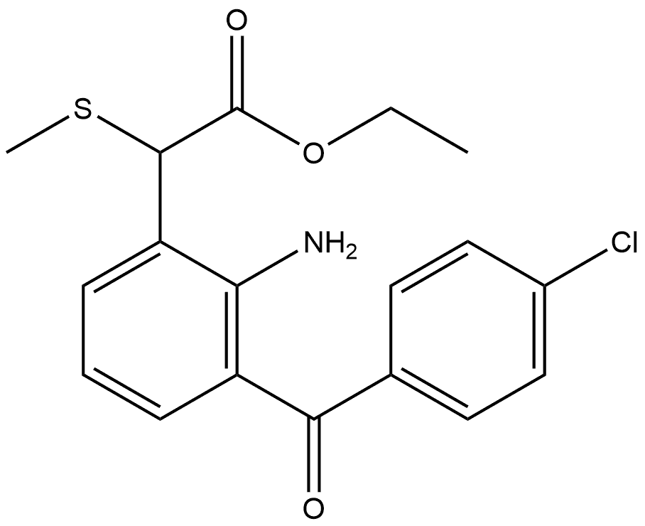 Benzeneacetic acid, 2-amino-3-(4-chlorobenzoyl)-α-(methylthio)-, ethyl ester Structure