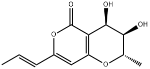 2H,5H-Pyrano[4,3-b]pyran-5-one, 3,4-dihydro-3,4-dihydroxy-2-methyl-7-(1E)-1-propen-1-yl-, (2S,3R,4R)- Structure