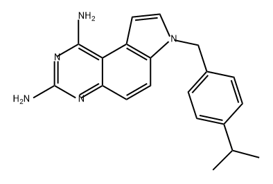 7H-Pyrrolo[3,2-f]quinazoline-1,3-diamine, 7-[[4-(1-methylethyl)phenyl]methyl]- Structure