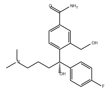 Benzamide, 4-[(1S)-4-(dimethylamino)-1-(4-fluorophenyl)-1-hydroxybutyl]-3-(hydroxymethyl)- 구조식 이미지