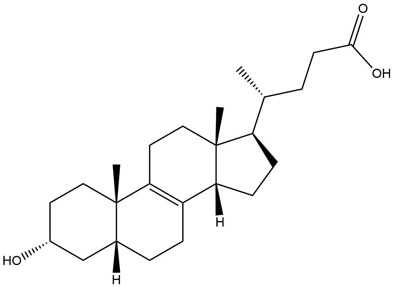 Chol-8-en-24-oic acid, 3-hydroxy-, (3α,5β,14β)- (9CI) Structure