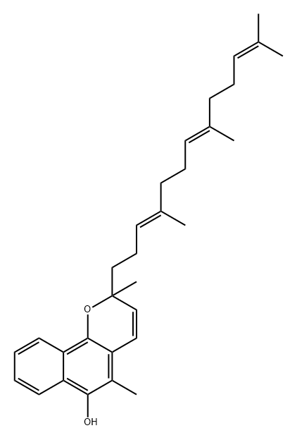 2H-Naphtho[1,2-b]pyran-6-ol, 2,5-dimethyl-2-[(3E,7E)-4,8,12-trimethyl-3,7,11-tridecatrienyl]- (9CI) Structure