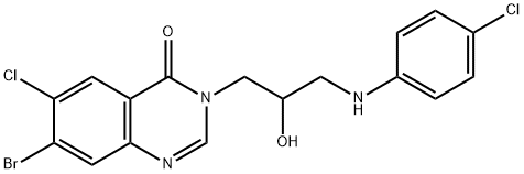 7-Bromo-6-chloro-3-(3-((4-chlorophenyl)amino)-2-hydroxypropyl)quinazolin-4(3H)-one Structure