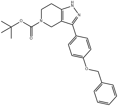 5H-Pyrazolo[4,3-c]pyridine-5-carboxylic acid, 1,4,6,7-tetrahydro-3-[4-(phenylmethoxy)phenyl]-, 1,1-dimethylethyl ester Structure