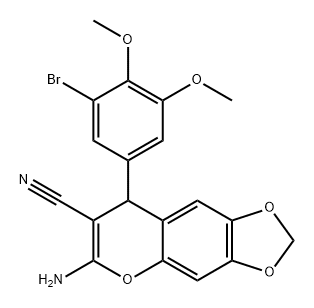 8H-1,3-Dioxolo[4,5-g][1]benzopyran-7-carbonitrile, 6-amino-8-(3-bromo-4,5-dimethoxyphenyl)- Structure