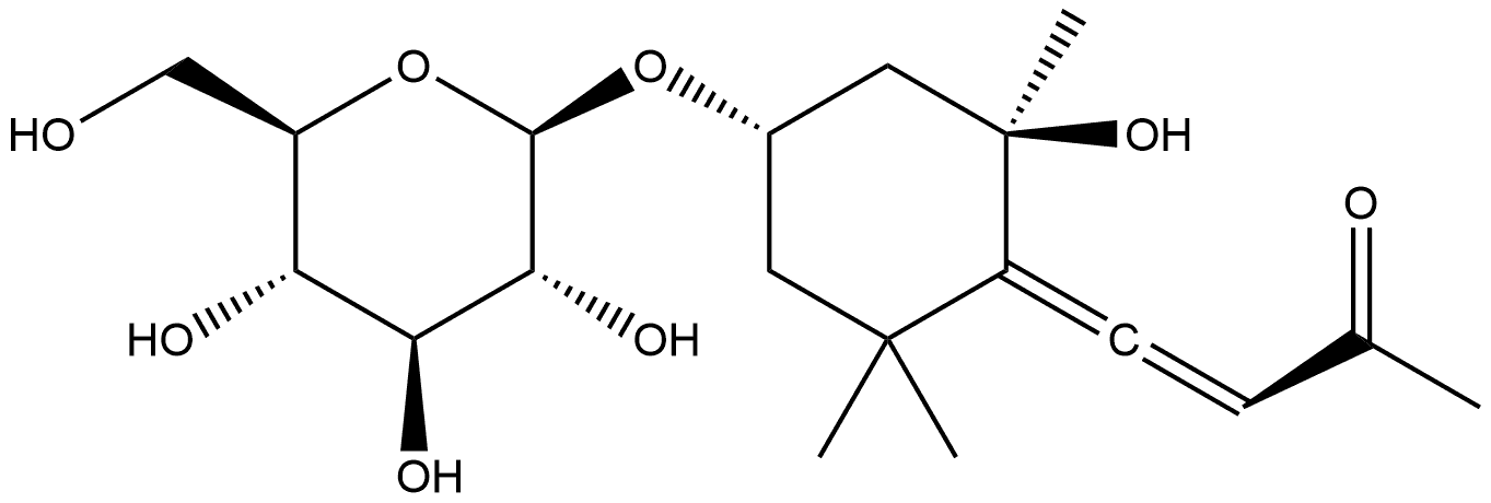 3-Buten-2-one, 4-[(2R,4S)-4-(β-D-glucopyranosyloxy)-2-hydroxy-2,6,6-trimethylcyclohexylidene]-, (3S)- Structure