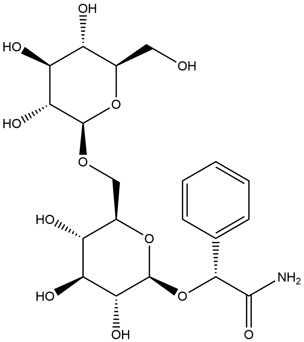 Benzeneacetamide, α-[(6-O-β-D-glucopyranosyl-β-D-glucopyranosyl)oxy]-, (αR)- Structure