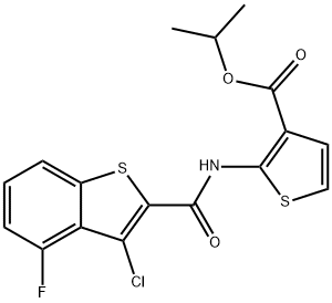 isopropyl 2-(3-chloro-4-fluorobenzo[b]thiophene-2-carboxamido)thiophene-3-carboxylate 구조식 이미지
