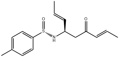 Benzenesulfinamide, 4-methyl-N-[(1R,4E)-3-oxo-1-(1E)-1-propen-1-yl-4-hexen-1-yl]-, [S(S)]- 구조식 이미지