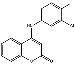 4-[(3-chloro-4-fluorophenyl)amino]-2H-chromen-2-one Structure