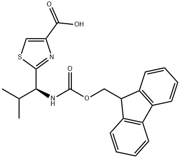 4-Thiazolecarboxylic acid, 2-[(1S)-1-[[(9H-fluoren-9-ylmethoxy)carbonyl]amino]-2-methylpropyl]- 구조식 이미지