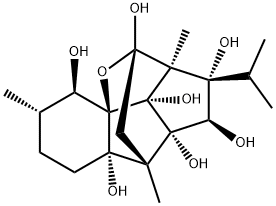 6,9-Methanobenzo[1,2]pentaleno[1,6-bc]furan-4,6,7,8,8a,8b,9a(6aH,9H)-heptol, hexahydro-3,6a,9-trimethyl-7-(1-methylethyl)-, (3S,4R,4aR,6S,6aS,7S,8R,8aS,8bR,9S,9aS)- Structure
