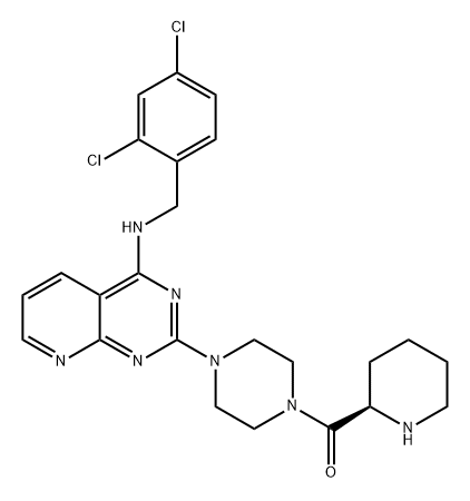 Methanone, [4-[4-[[(2,4-dichlorophenyl)methyl]amino]pyrido[2,3-d]pyrimidin-2-yl]-1-piperazinyl](2R)-2-piperidinyl- Structure