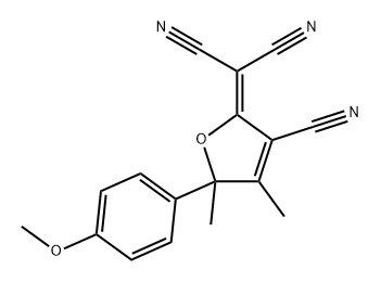 Propanedinitrile, 2-[3-cyano-5-(4-methoxyphenyl)-4,5-dimethyl-2(5H)-furanylidene]- Structure