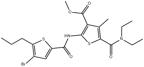 methyl 2-(4-bromo-5-propylthiophene-2-carboxamido)-5-(diethylcarbamoyl)-4-methylthiophene-3-carboxylate Structure