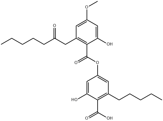 Benzoic acid, 2-hydroxy-4-[[2-hydroxy-4-methoxy-6-(2-oxoheptyl)benzoyl]oxy]-6-pentyl- Structure