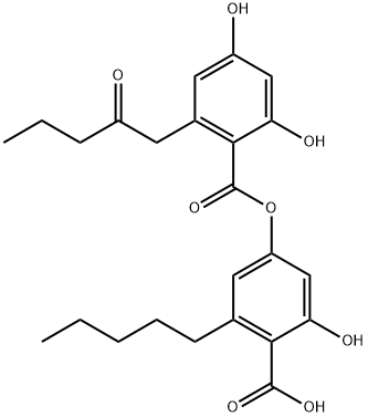 Benzoic acid, 2,4-dihydroxy-6-(2-oxopentyl)-, 4-carboxy-3-hydroxy-5-pentylphenyl ester 구조식 이미지