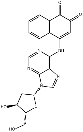 4-((9-((2R,4S,5R)-4-Hydroxy-5-(hydroxymethyl)tetrahydrofuran-2-yl)-9H-purin-6-yl)amino)naphthalene-1,2-dione Structure