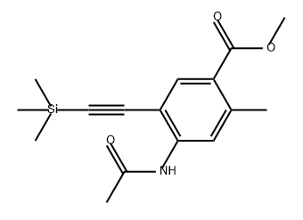 Benzoic acid, 4-(acetylamino)-2-methyl-5-[2-(trimethylsilyl)ethynyl]-, methyl ester Structure