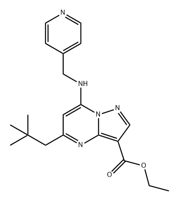 Pyrazolo[1,5-a]pyrimidine-3-carboxylic acid, 5-(2,2-dimethylpropyl)-7-[(4-pyridinylmethyl)amino]-, ethyl ester Structure