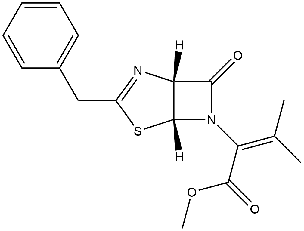 4-Thia-2,6-diazabicyclo[3.2.0]hept-2-ene-6-acetic acid, α-(1-methylethylidene)-7-oxo-3-(phenylmethyl)-, methyl ester, (1R-cis)- (9CI) Structure