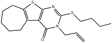 2-butylsulfanyl-3-prop-2-enyl-6,7,8,9-tetrahydro-5H-cyclohepta[2,3]thieno[2,4-b]pyrimidin-4-one Structure