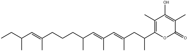 2H-Pyran-2-one, 6-[(3E,5E,11E)-1,3,5,7,11,13-hexamethyl-3,5,11-pentadecatrien-1-yl]-4-hydroxy-3,5-dimethyl- 구조식 이미지