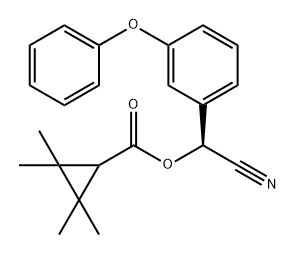 Cyclopropanecarboxylic acid, 2,2,3,3-tetramethyl-, (S)-cyano(3-phenoxyphenyl)methyl ester Structure