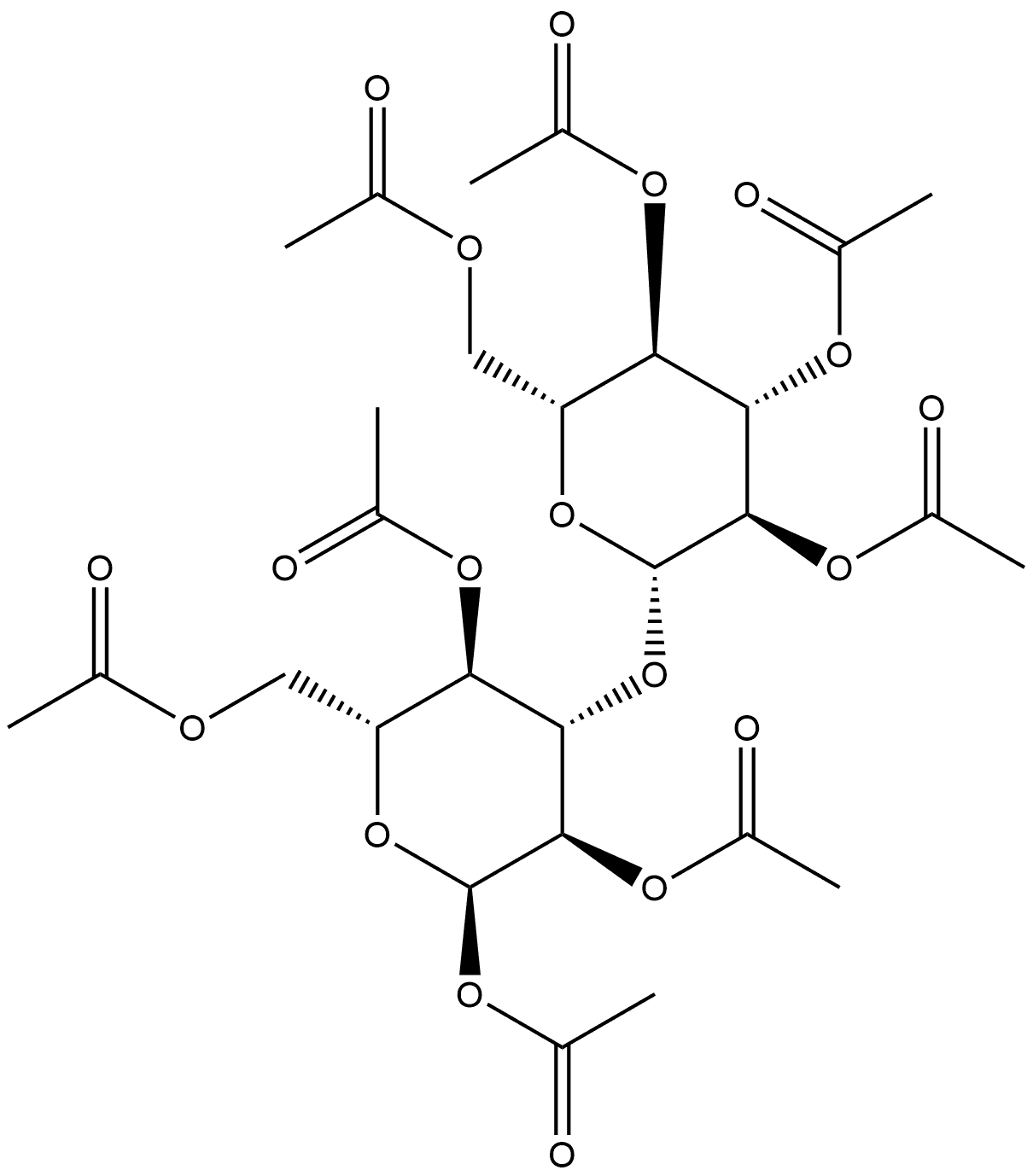 α-D-Glucopyranose, 3-O-(2,3,4,6-tetra-O-acetyl-β-D-glucopyranosyl)-, 1,2,4,6-tetraacetate 구조식 이미지