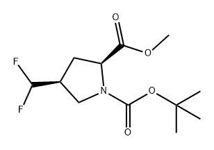 1,2-Pyrrolidinedicarboxylic acid, 4-(difluoromethyl)-, 1-(1,1-dimethylethyl) 2-methyl ester, (2S,4S)- Structure