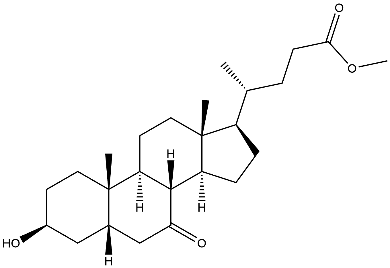 Cholan-24-oic acid, 3-hydroxy-7-oxo-, methyl ester, (3β,5β)- Structure