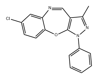 1H-Pyrazolo[3,4-b][1,5]benzoxazepine, 7-chloro-3-methyl-1-phenyl- 구조식 이미지