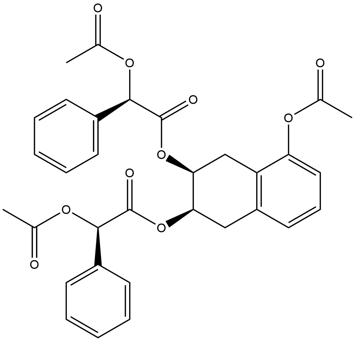 Benzeneacetic acid, α-(acetyloxy)-, (2R,3S)-5-(acetyloxy)-1,2,3,4-tetrahydro-2,3-naphthalenediyl ester, (αR,α'R)- (9CI) Structure