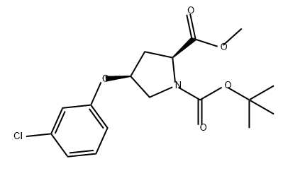 1,2-Pyrrolidinedicarboxylic acid, 4-(3-chlorophenoxy)-, 1-(1,1-dimethylethyl) 2-methyl ester, (2S,4S)- 구조식 이미지