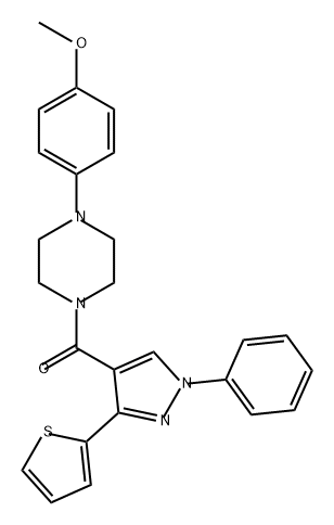 Methanone, [4-(4-methoxyphenyl)-1-piperazinyl][1-phenyl-3-(2-thienyl)-1H-pyrazol-4-yl]- 구조식 이미지