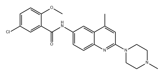 Benzamide, 5-chloro-2-methoxy-N-[4-methyl-2-(4-methyl-1-piperazinyl)-6-quinolinyl]- Structure