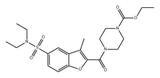 1-Piperazinecarboxylic acid, 4-[[5-[(diethylamino)sulfonyl]-3-methyl-2-benzofuranyl]carbonyl]-, ethyl ester 구조식 이미지