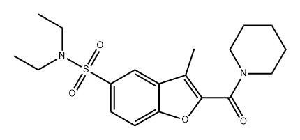 5-Benzofuransulfonamide, N,N-diethyl-3-methyl-2-(1-piperidinylcarbonyl)- 구조식 이미지