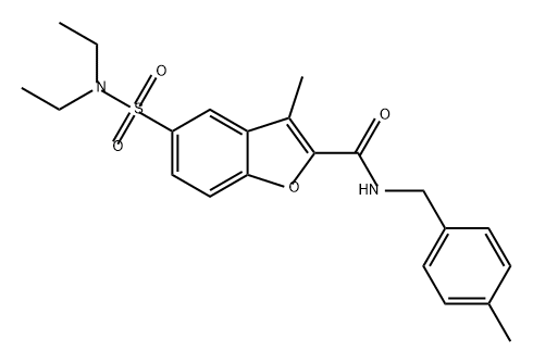 2-Benzofurancarboxamide, 5-[(diethylamino)sulfonyl]-3-methyl-N-[(4-methylphenyl)methyl]- 구조식 이미지