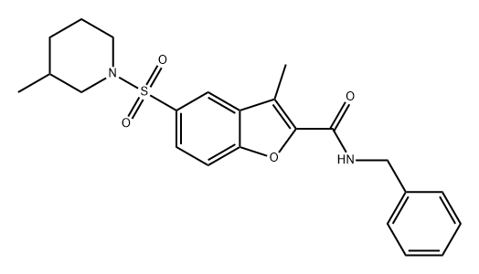 2-Benzofurancarboxamide, 3-methyl-5-[(3-methyl-1-piperidinyl)sulfonyl]-N-(phenylmethyl)- Structure