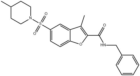 2-Benzofurancarboxamide, 3-methyl-5-[(4-methyl-1-piperidinyl)sulfonyl]-N-(phenylmethyl)- 구조식 이미지