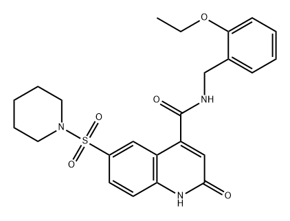 4-Quinolinecarboxamide, N-[(2-ethoxyphenyl)methyl]-1,2-dihydro-2-oxo-6-(1-piperidinylsulfonyl)- Structure