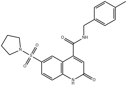 4-Quinolinecarboxamide, 1,2-dihydro-N-[(4-methylphenyl)methyl]-2-oxo-6-(1-pyrrolidinylsulfonyl)- Structure