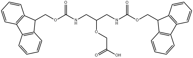 Acetic acid, 2-[2-[[(9H-fluoren-9-ylmethoxy)carbonyl]amino]-1-[[[(9H-fluoren-9-ylmethoxy)carbonyl]amino]methyl]ethoxy]- Structure