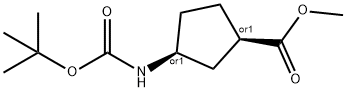 Cyclopentanecarboxylic acid, 3-[[(1,1-dimethylethoxy)carbonyl]amino]-, methyl ester, (1R,3S)-rel- Structure