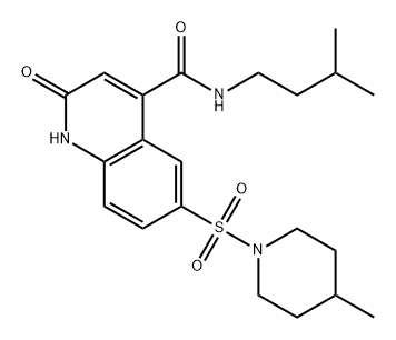 4-Quinolinecarboxamide, 1,2-dihydro-N-(3-methylbutyl)-6-[(4-methyl-1-piperidinyl)sulfonyl]-2-oxo- Structure