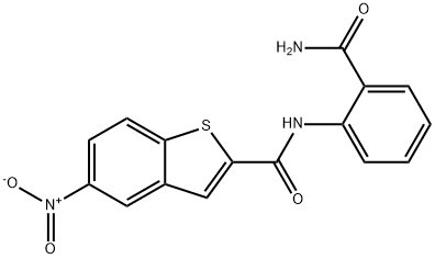 Benzo[b]thiophene-2-carboxamide, N-[2-(aminocarbonyl)phenyl]-5-nitro- Structure