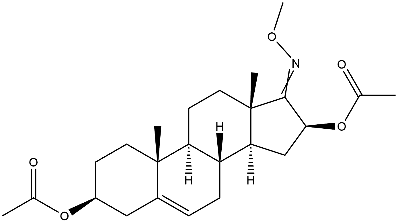 3β,16β-Bis(acetyloxy)-17-(methoxyimino)androst-5-ene Structure