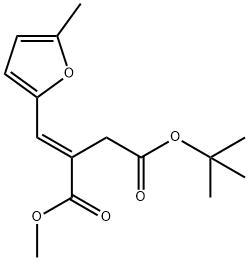 Butanedioic acid, 2-[(5-methyl-2-furanyl)methylene]-, 4-(1,1-dimethylethyl) 1-methyl ester, (2E)- 구조식 이미지